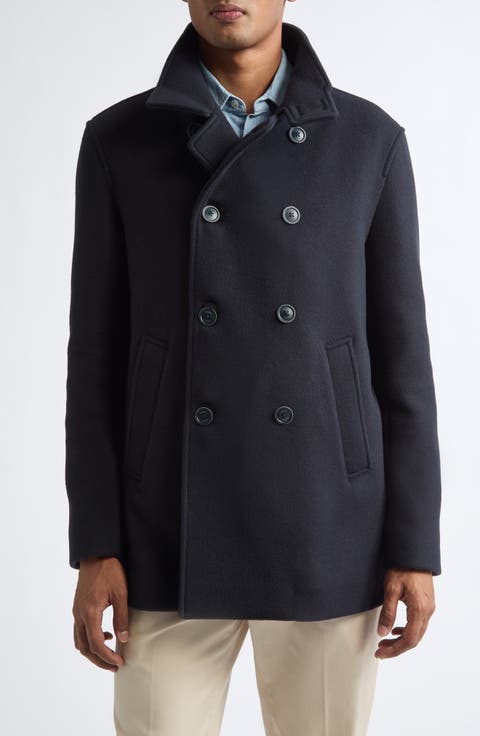 Regular Fit Wool Blend Peacoat