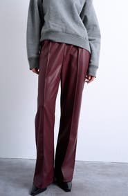 Topshop Faux Leather Wide Leg Pants