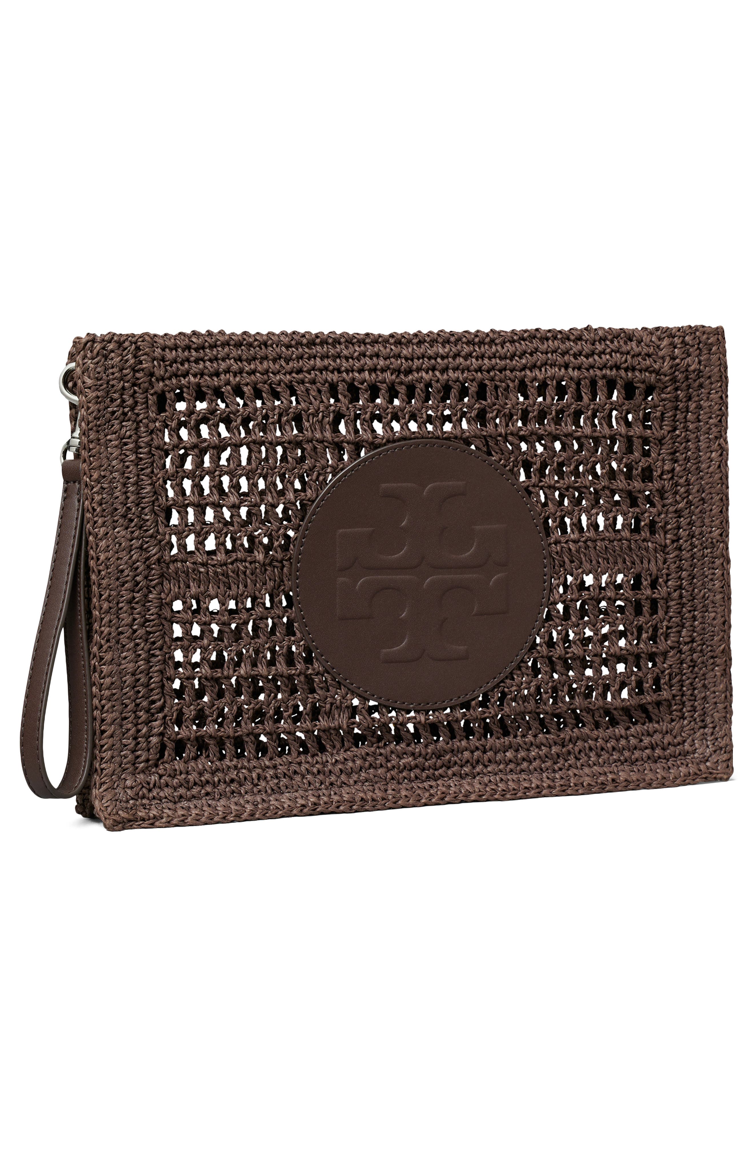 Ella Hand Crochet Wristlet, Alternate, color, DARK COCOA