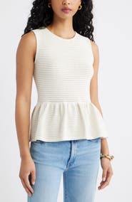 Open Edit Open Stitch Peplum Sweater Tank