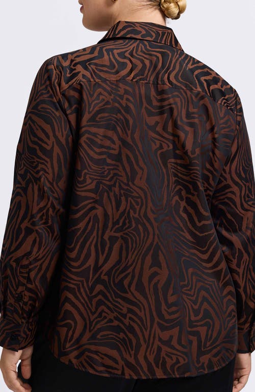 Foxcroft Hampton Print Button-up Shirt In Brown