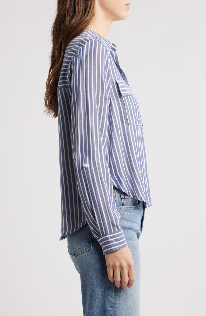 beachlunchlounge Fallon Crop Button-Up Shirt, Alternate, color, Blue Tide