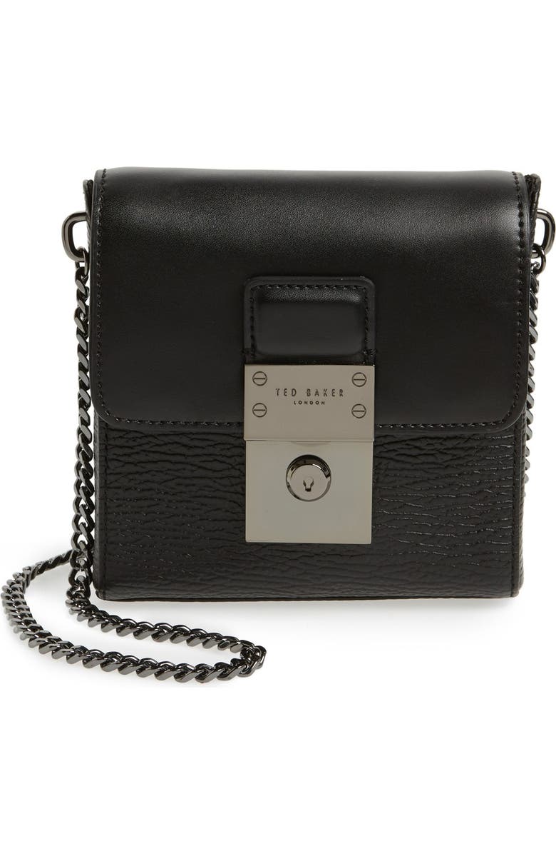 Ted Baker London 'Small Luggage Lock - Maj' Leather Crossbody Bag, Main, color,