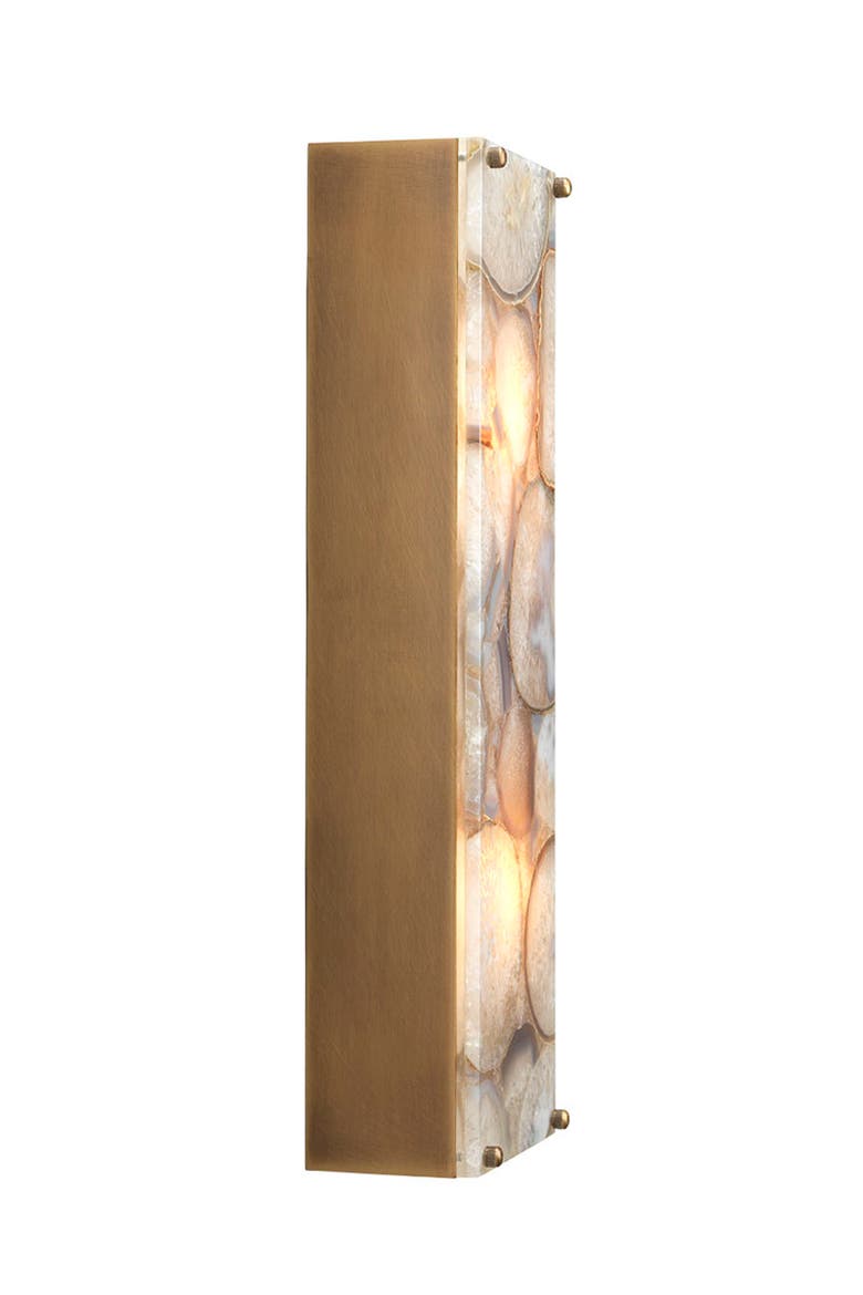 Adeline Rectangle Wall Sconce, Agate Resin and Antique Brass, Alternate, color, Lavender
