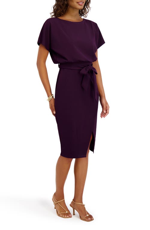 Kensie Tie Front Blouson Dress In Purple