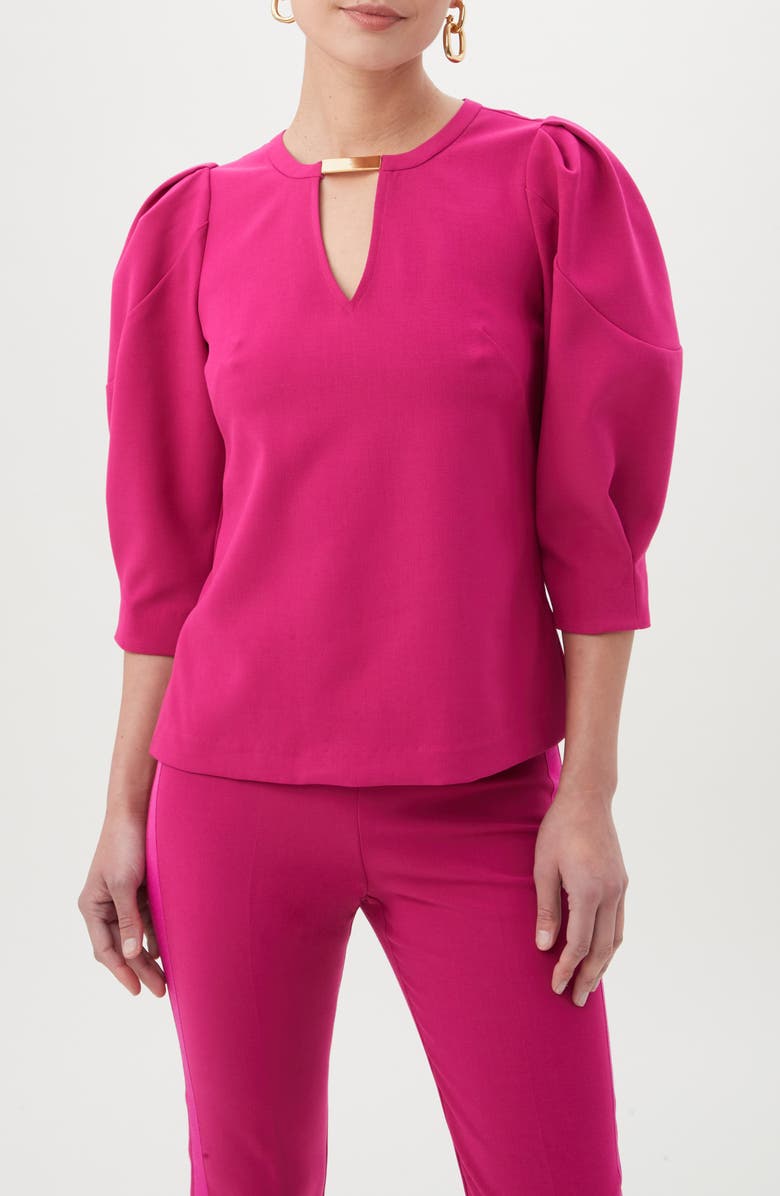 Trina Turk Emiko Puff Sleeve Top, Main, color, Fumiko Fuchsia
