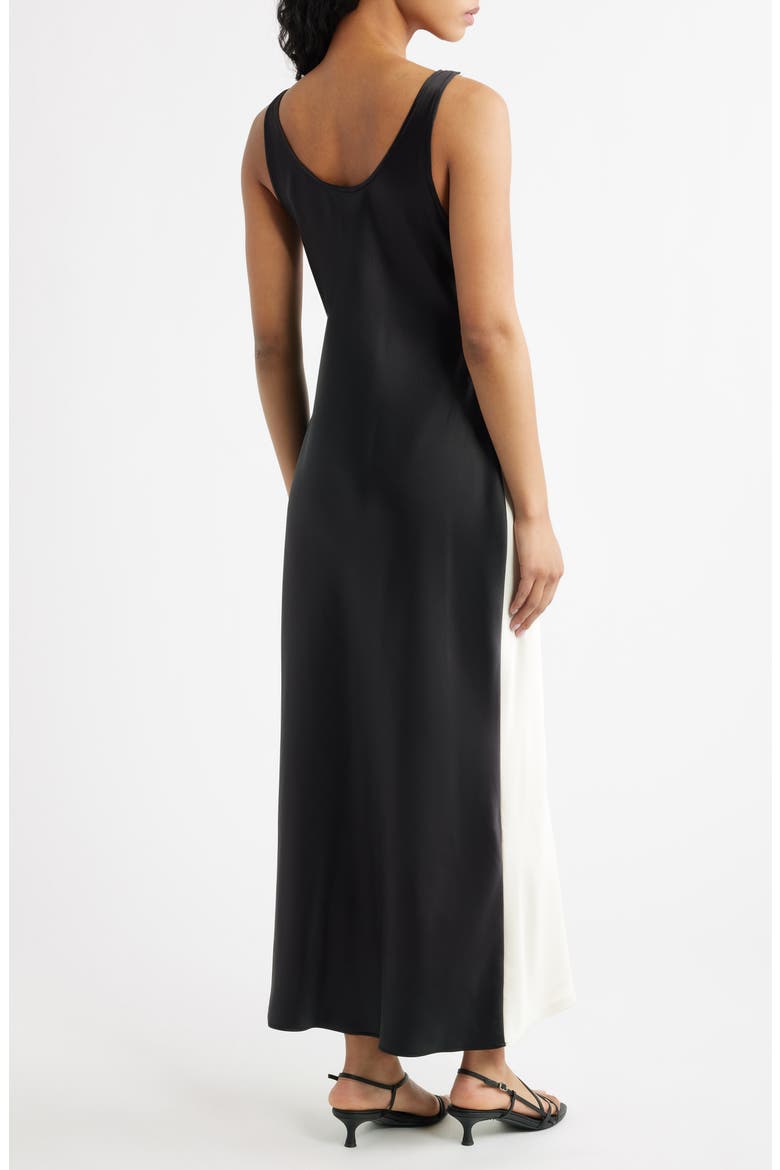Luis Two-Tone Satin Slipdress, Alternate, color, ECRU