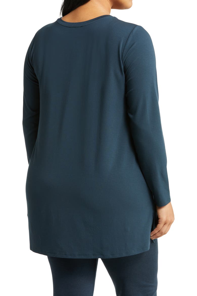Crewneck Long Sleeve Tunic Top, Alternate, color, DEEP ADRIATIC