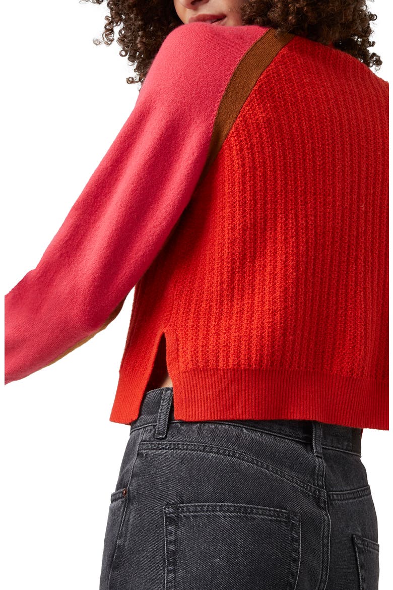 Colorblock Turtleneck, Alternate, color, GINGER/ RASPBERRY