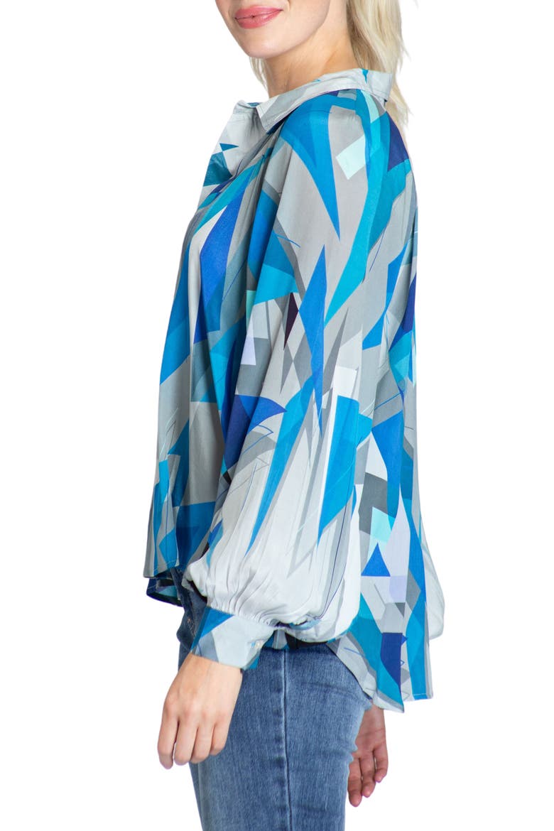 Half Placket Top, Alternate, color, BLUE MULTI