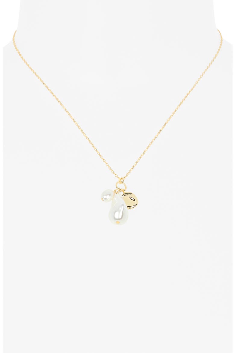 Demi Fine Faux Pearl Charm Necklace, Alternate, color, CLEAR- WHITE- GOLD