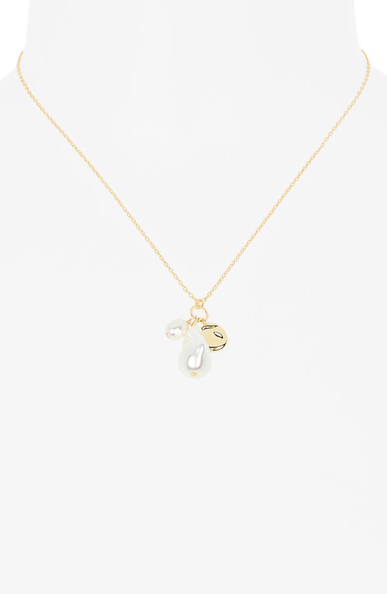 NORDSTROM RACK Demi Fine Faux Pearl Charm Necklace, Alternate, color, Clear- White- Gold