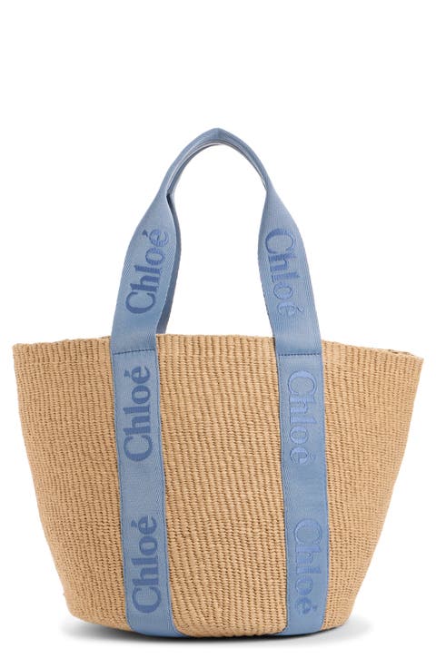 Large Woody Straw Basket Tote