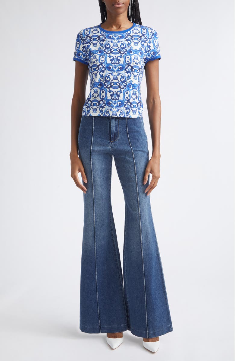 Alice + Olivia Dylan Flare Hem Jeans, Alternate, color, Love Train