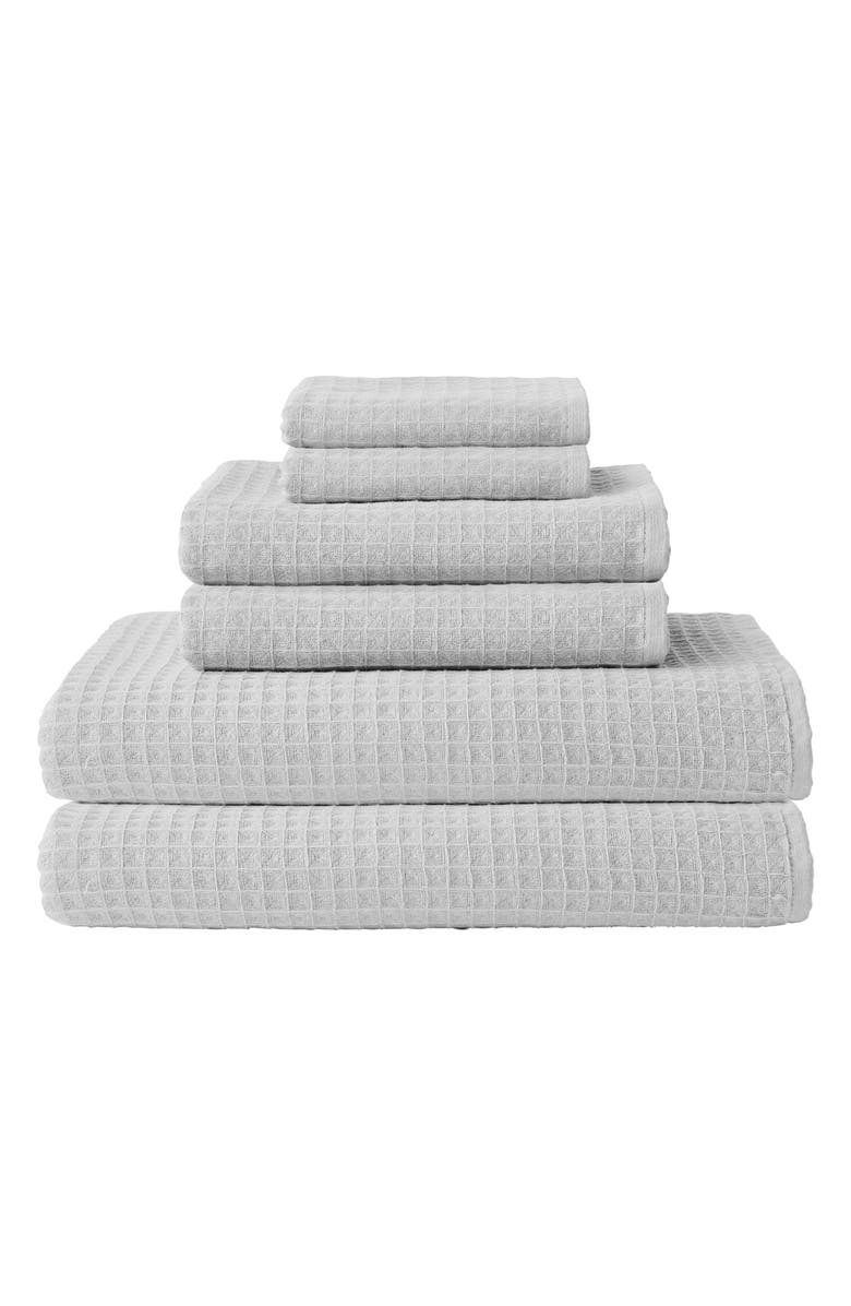 Uchino Waffle Twist 6-Piece Cotton Bath Towel, Main, color, Grey