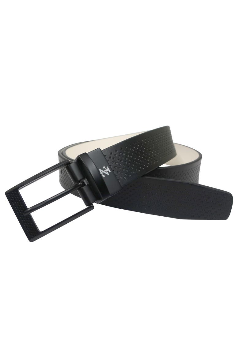 Golf Reversible Embossed Perf to Smooth Texture Leather Belt, Main, color, Black/White