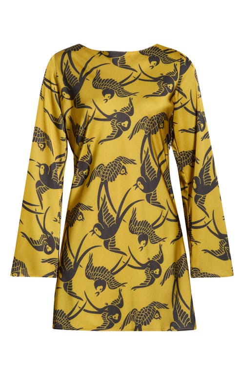 Kilo Brava Cowl Back Long Sleeve Minidress In Green