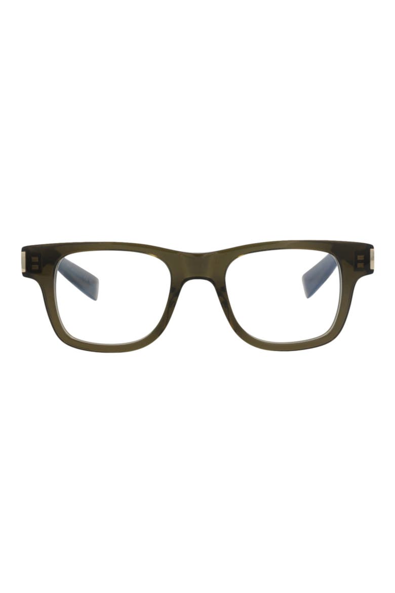 47mm Square Optical Glasses, Main, color, GREEN GREEN TRANSPARENT