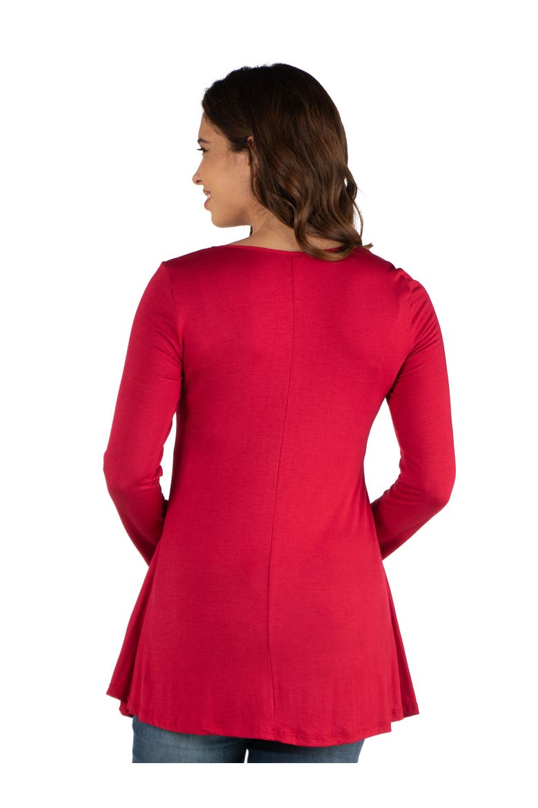 Maternity Long Sleeve Swing Style Flared Tunic Top, Alternate, color, Red