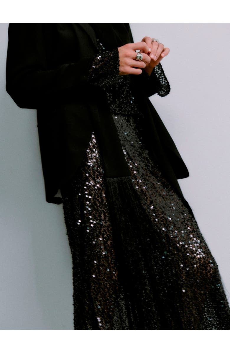 DAY Birger et Mikkelsen Tulli Shimmering Sequin Midi Skirt, Alternate, color, Black