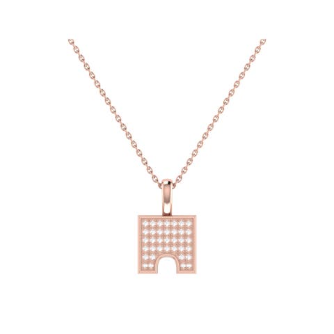 City Arches Square Sterling Silver Diamond Chain Pendant