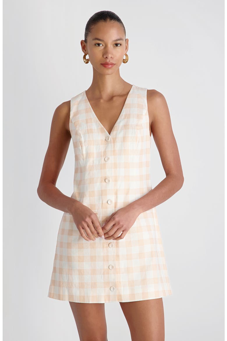 Gingham Linen Blend Minidress, Alternate, color, SEASHELL GHINGHAM