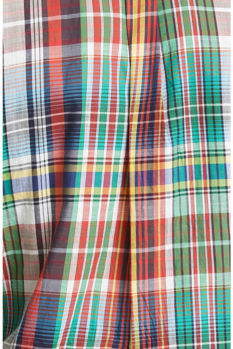 Plaid Cotton Button-Down Shirt, Alternate, color, RED / GREEN / MUTLI