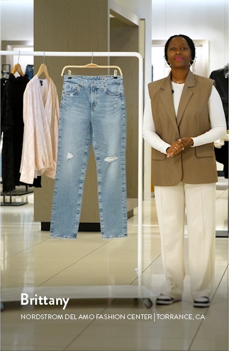 Saige Distressed Ankle Straight Leg Jeans, sales video thumbnail