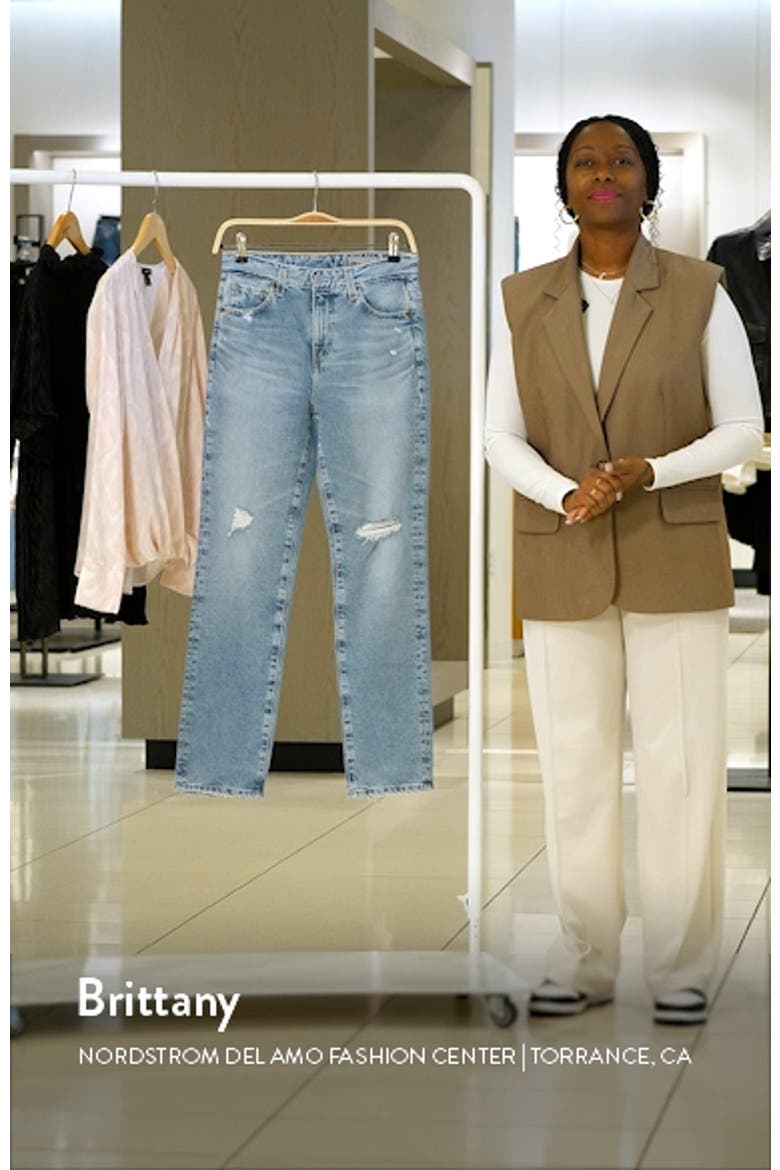 Saige Distressed Ankle Straight Leg Jeans video