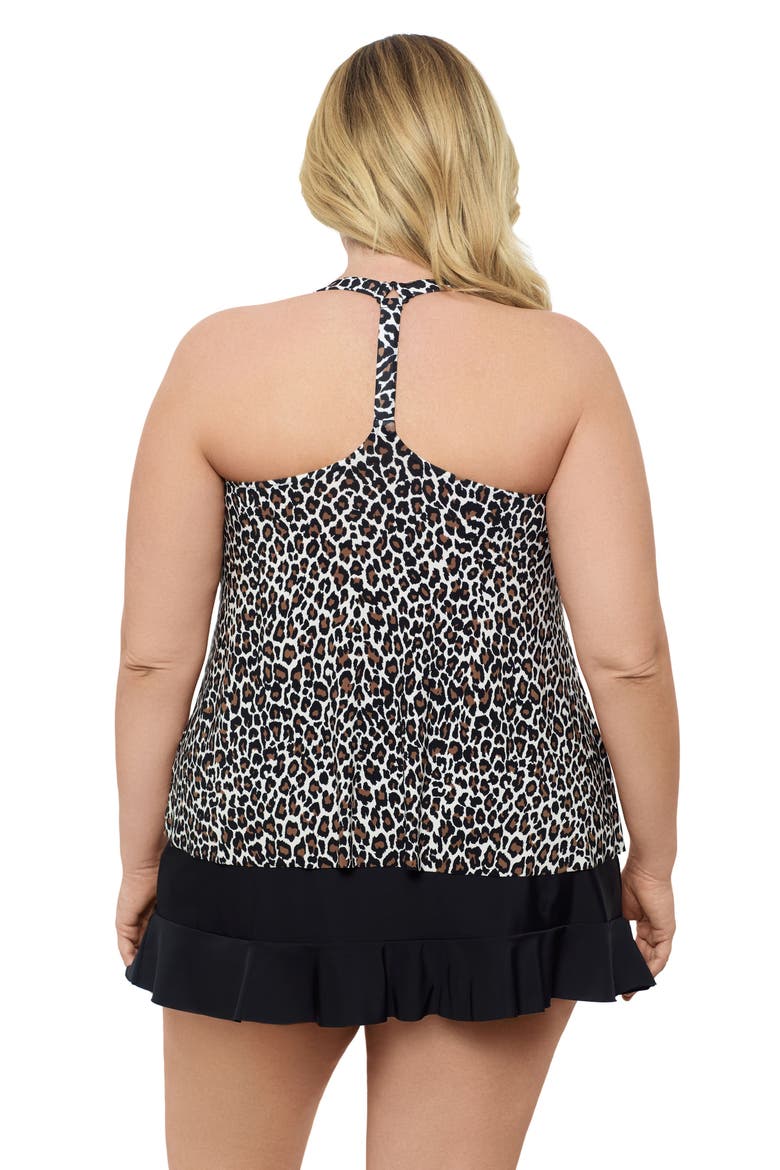 Plus Size Supportive Y-Back Full Coverage Tankini Swimsuit Top, Alternate, color, Desert Leopard