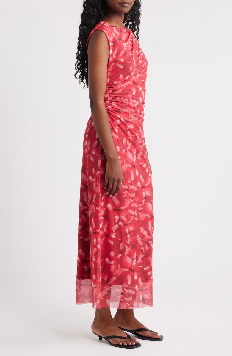 & Other Stories Floral Mesh Sheath Dress, Alternate, color, Red Medium