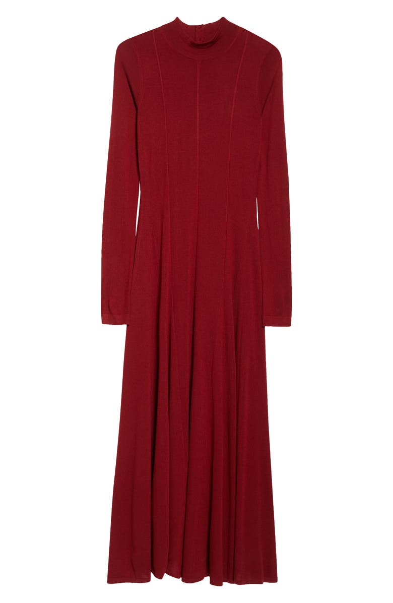 Maria McManus Godet Button Long Sleeve Merino Wool Maxi Sweater Dress, Alternate, color, Cabarnet