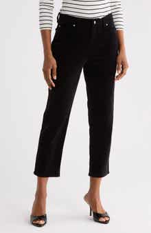 High Waist Stretch Ankle Straight Leg Corduroy Jeans