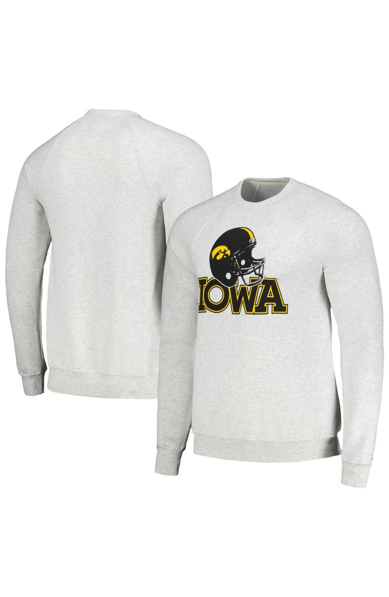 HOMEFIELD Men's Homefield Heather Gray Iowa Hawkeyes Tri-Blend Crewneck Pullover Sweatshirt, Alternate, color, Heather Gray