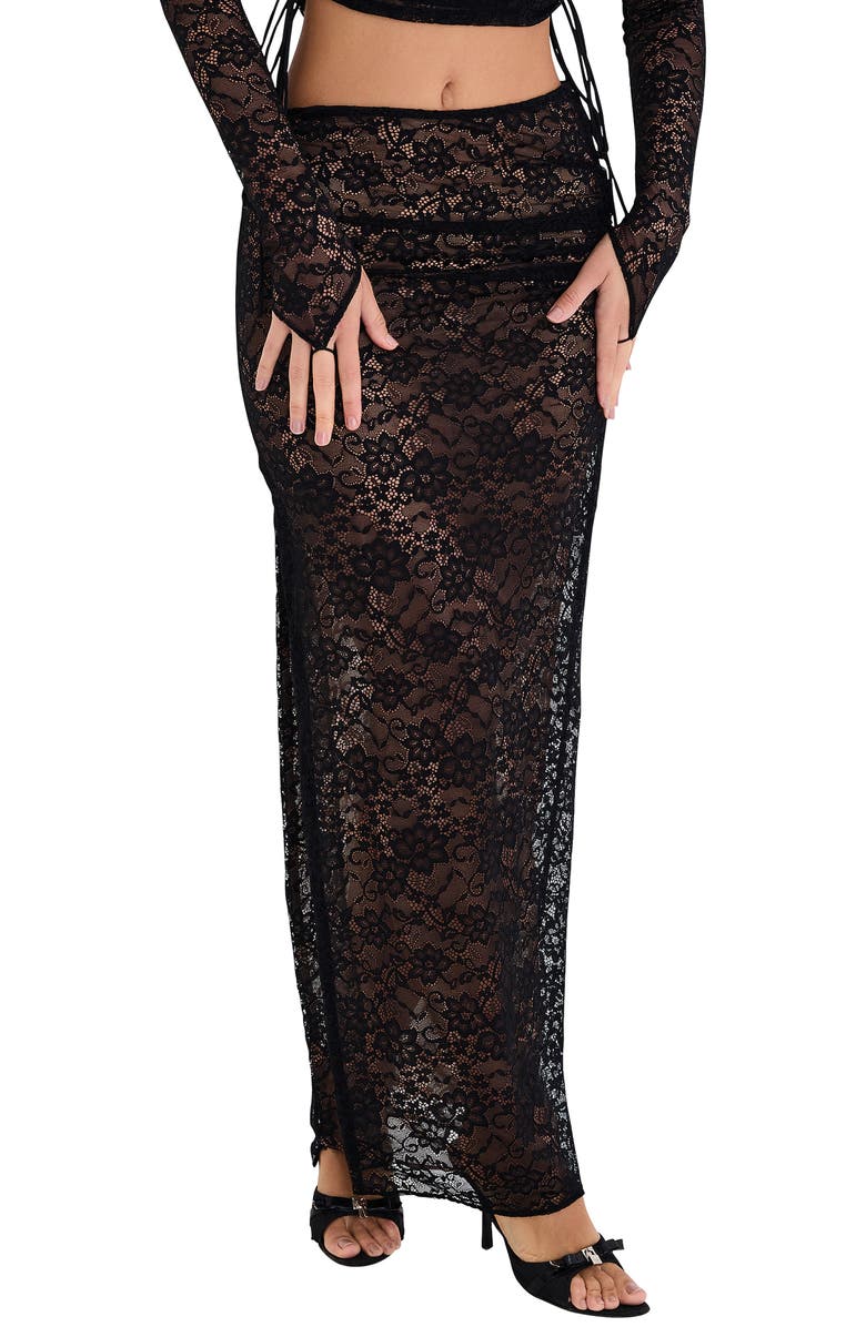 Mistress Rocks Ruffle Trim Maxi Skirt, Main, color, 