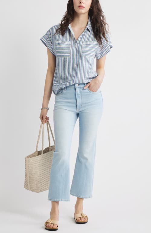 CASLONR CASLON(R) LINEN BLEND SHORT SLEEVE BUTTON-UP SHIRT