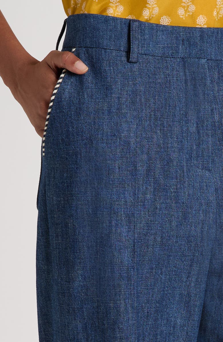 Valentino Garavani Cuffed Chambray Pants, Alternate, color, Navy