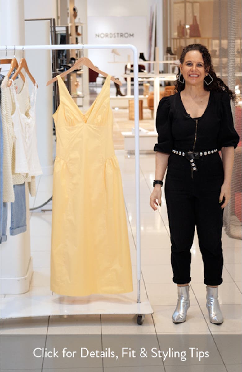 Lindie Plunge Neck Basque Waist Cotton Dress, sales video thumbnail