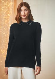 Jessica London Fine Gauge Embellished Sweater