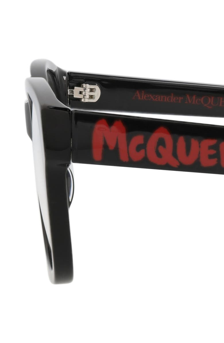 McQueen 52mm Square Optical Glasses, Alternate, color, Black Black Transparent