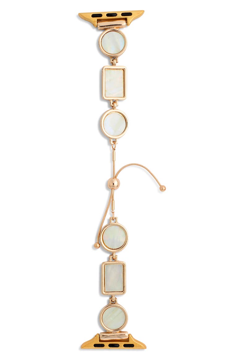 Mother-of-Pearl Smart Watch Strap, Main, color, WHITE- GOLD