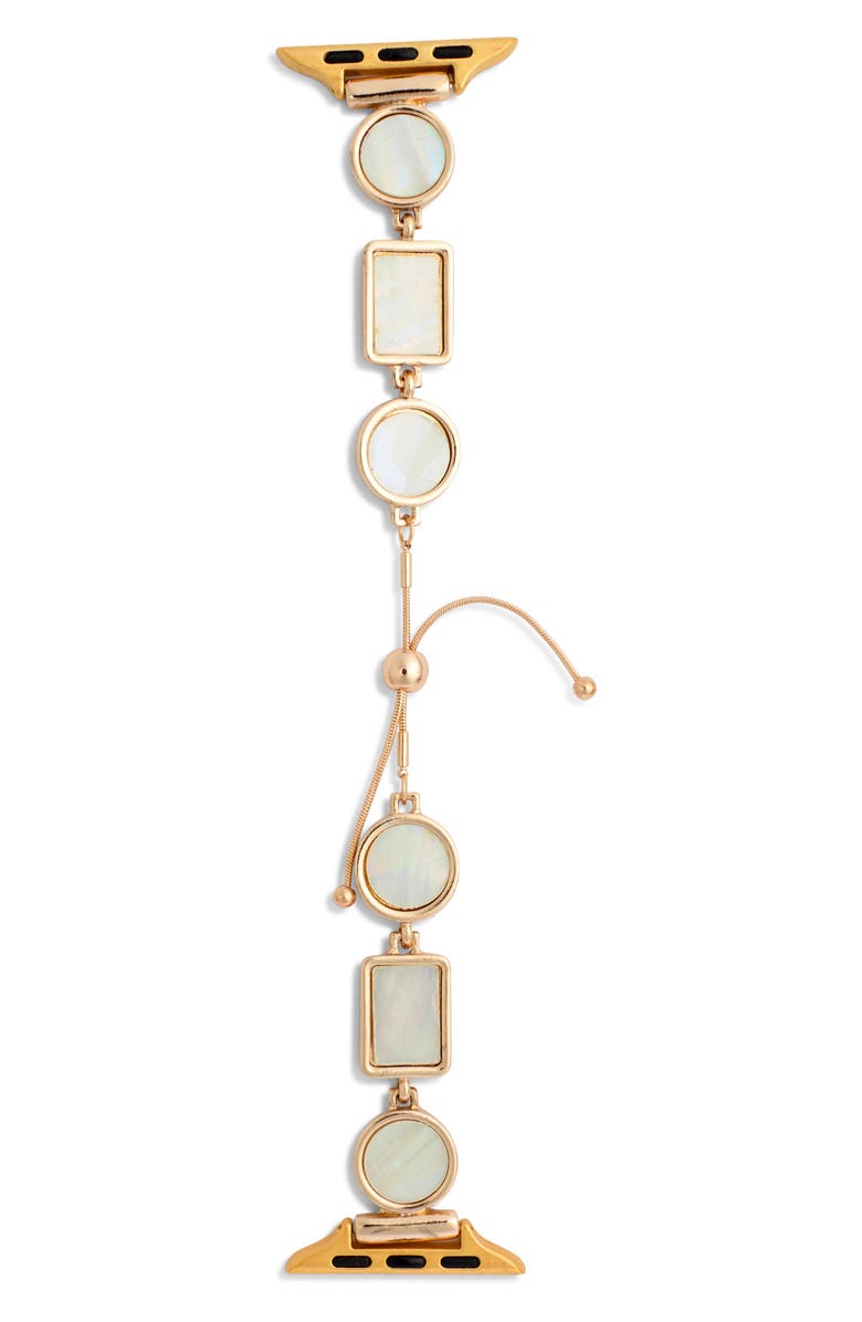 NORDSTROM RACK Mother-of-Pearl Smart Watch Strap, Main, color, White- Gold