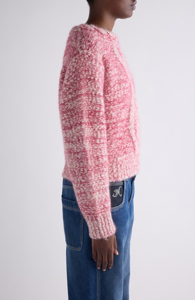 Isabel Marant Dorota Alpaca & Mohair Blend Cable Sweater, Alternate, color, Ecru/ Red