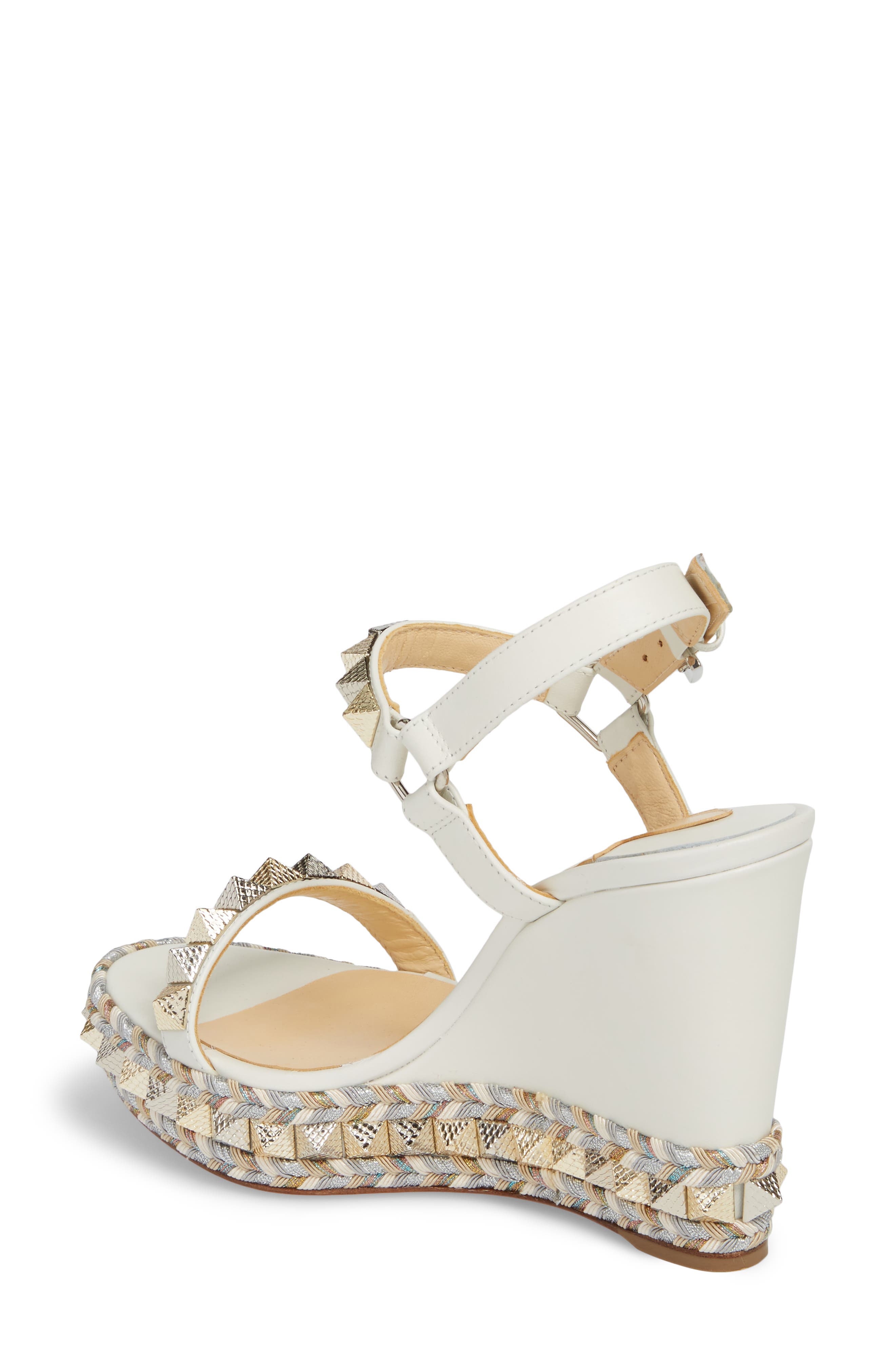 Christian Louboutin Pyraclou Wedge Sandal, Alternate, color, 