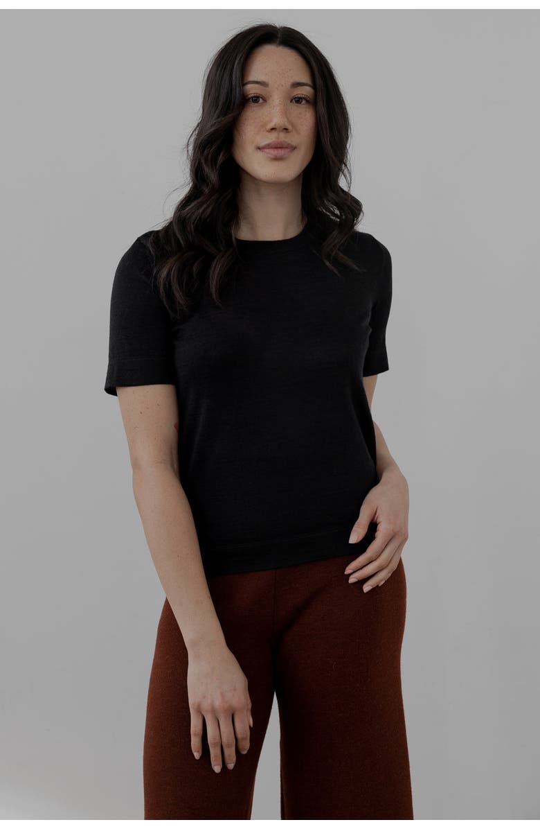 SSKEIN Crew Neck Sweater Tee, Alternate, color, Black