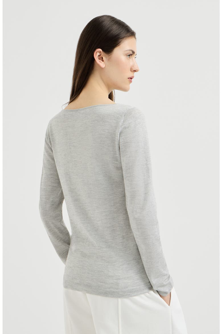 Sparkling cashmere and silk lightweight sweater, Alternate, color, Light Grey