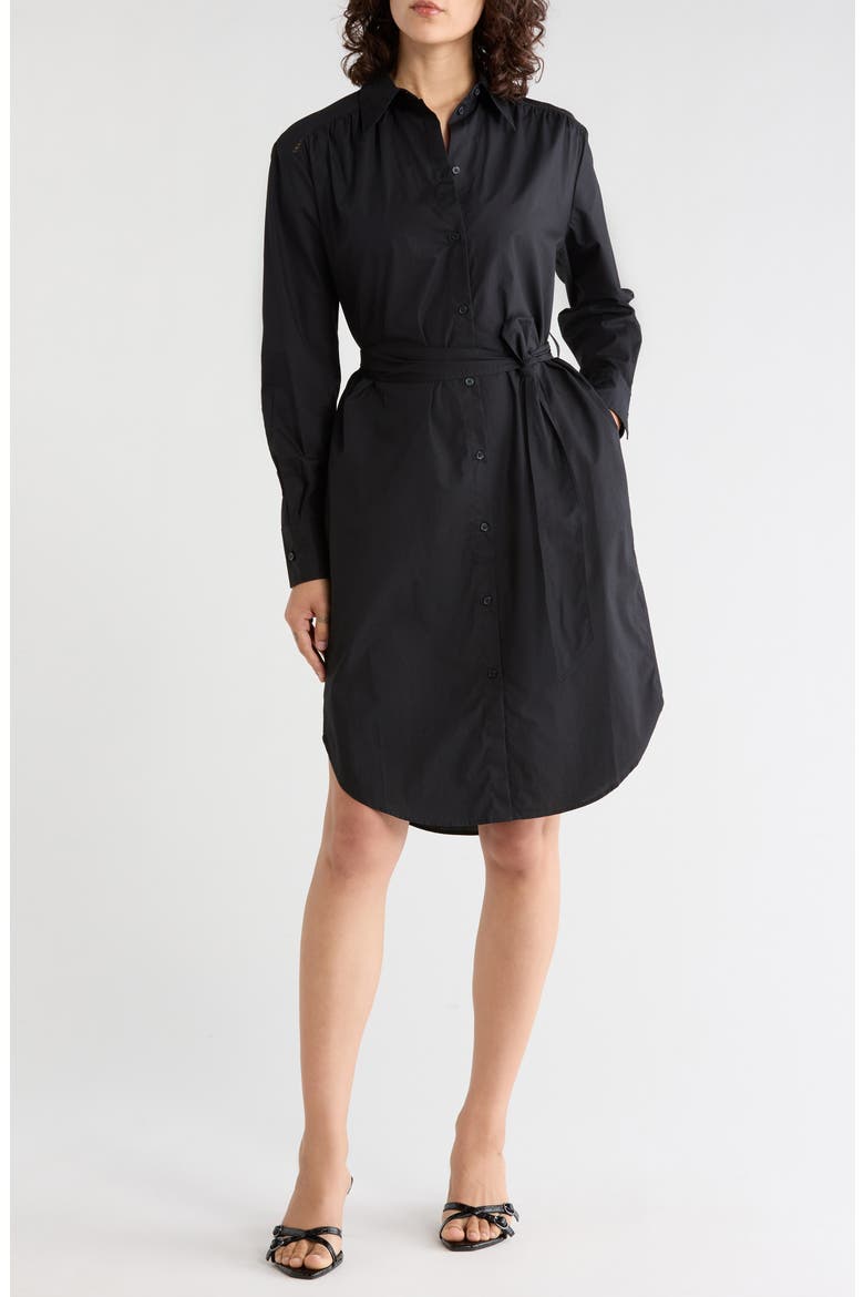 Delegant Long Sleeve Shirtdress, Main, color, BLACK