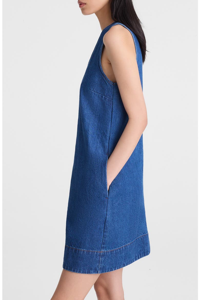 V-Neck Sleeveless Denim Minidress, Alternate, color, MARINA BLUE