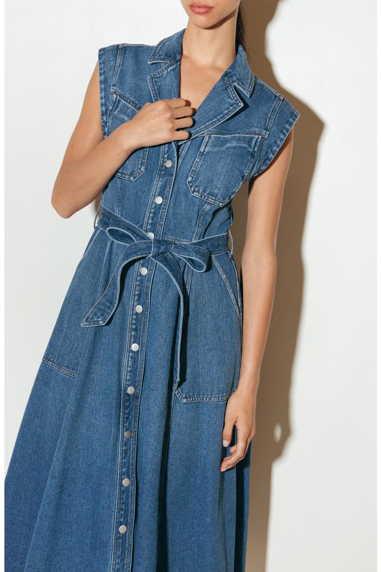 Tie Belt Denim Midi Dress, Alternate, color, MEDIUM DENIM