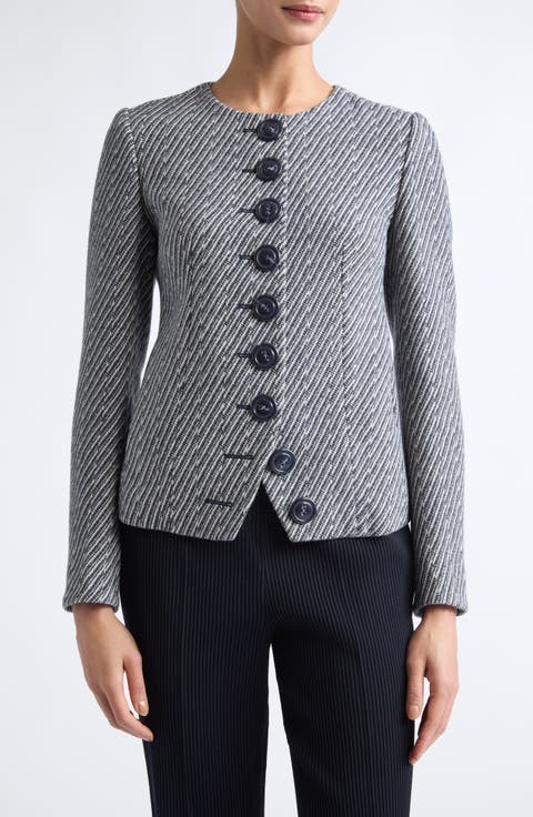 Diagonal Pattern Button Up Jacket